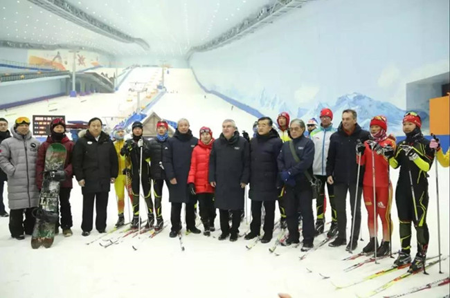 international olympic committee president thomas bach, ioc members yu zaiqing, li lingwei, zhang hong, honorary member of the international olympic committee, huo zhenyu, and ioc director-general de kaipu and others went to harbin sunshine world inspection